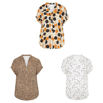 Polka Dot Digital Print Plus Size Loose Casual Button Cardigan