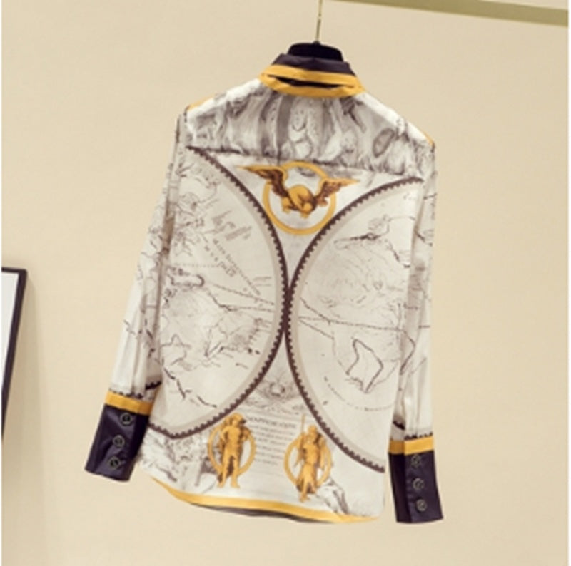 New Fashion Style Long-sleeved Chiffon Shirt With Bow