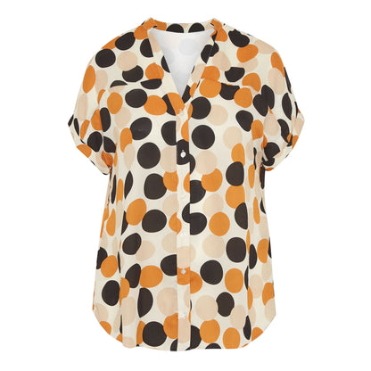Polka Dot Digital Print Plus Size Loose Casual Button Cardigan
