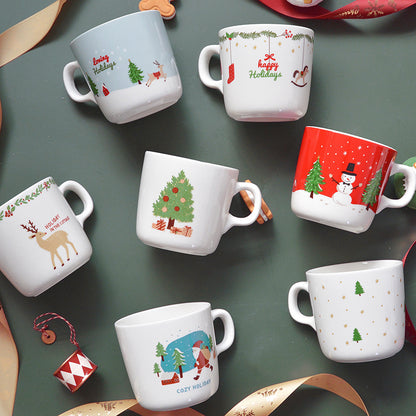Modern House Santa Snowman Ceramic Painted Water Cup Mug