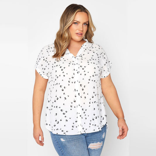 Polka Dot Digital Print Plus Size Loose Casual Button Cardigan